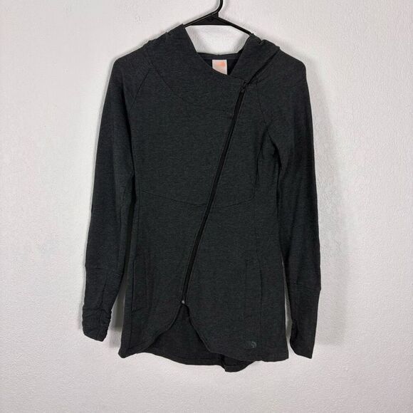 The North Face Grey Hooded Asymmetrical Zip Up Sweatshirt Women's Size Small - Picture 1 of 9